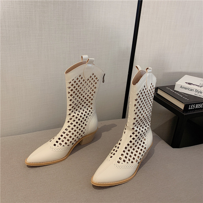 Title 2, Pointed Western Cowboy Boots Women Thin Hollow ...