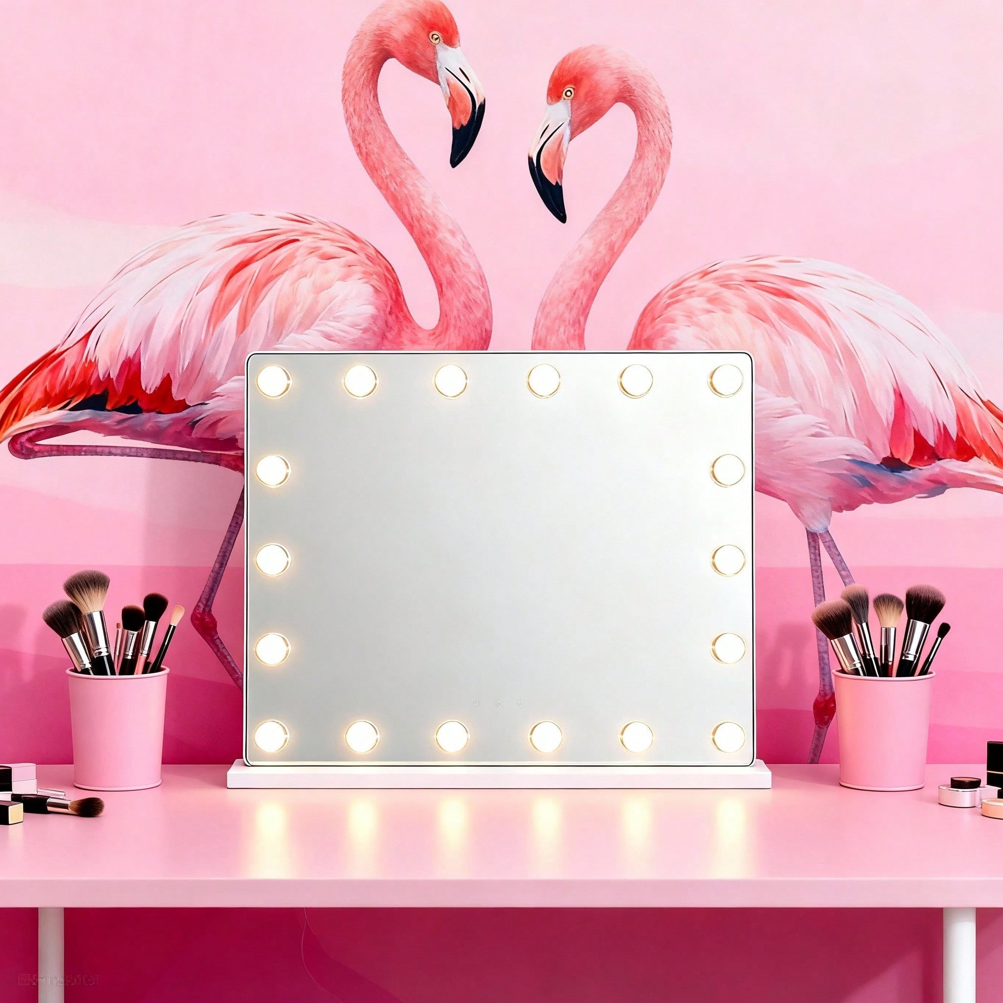 LED Vanity Mirror With 15 Bulbs - Multi Color Lighting Rechargeable Makeup Mirror For Home Use