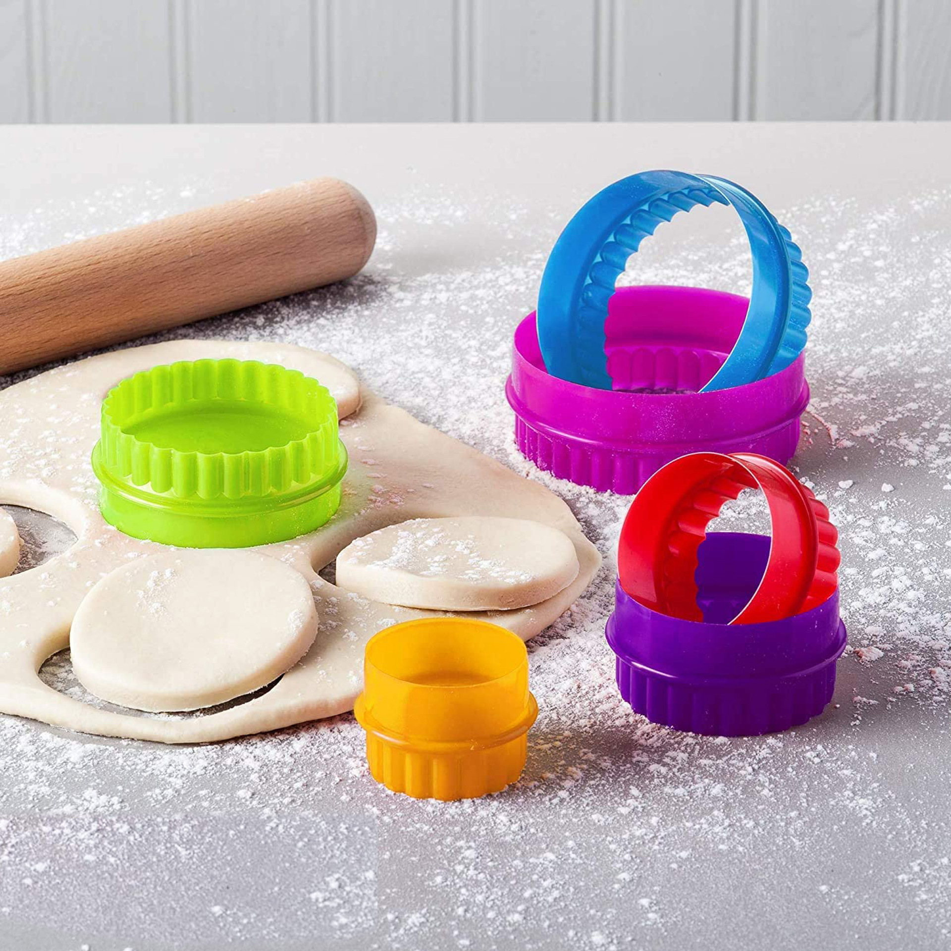 Title 2, Baking Tools Set Of 6 Colored Plastic Biscuit M...