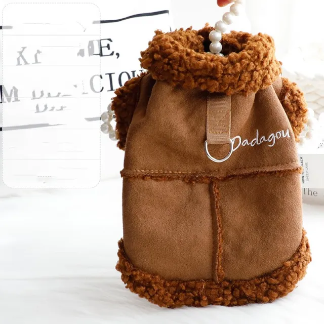 Dog Clothes Autumn And Winter Clothes Cat Padded Coat Vest Peach Skin Velvet Brown - Shop at LoveMi