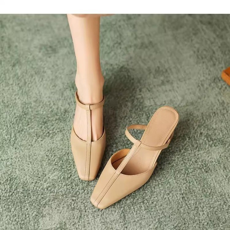 Women's square toe sandals – 6 cm block heel and rubber outsole side profile