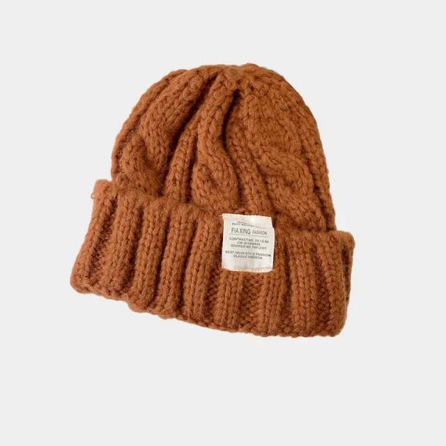 Pure Japanese Fried Dough Twist Wool Warm Ear Protection Knitting Headgear Orange - Shop at LoveMi