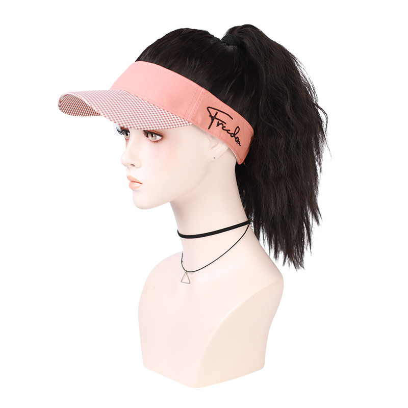 Big Wave Black Baseball Hat Wig Female One piece Stall Supply Net Red Long Wig Black Brown Orange - Shop at LoveMi
