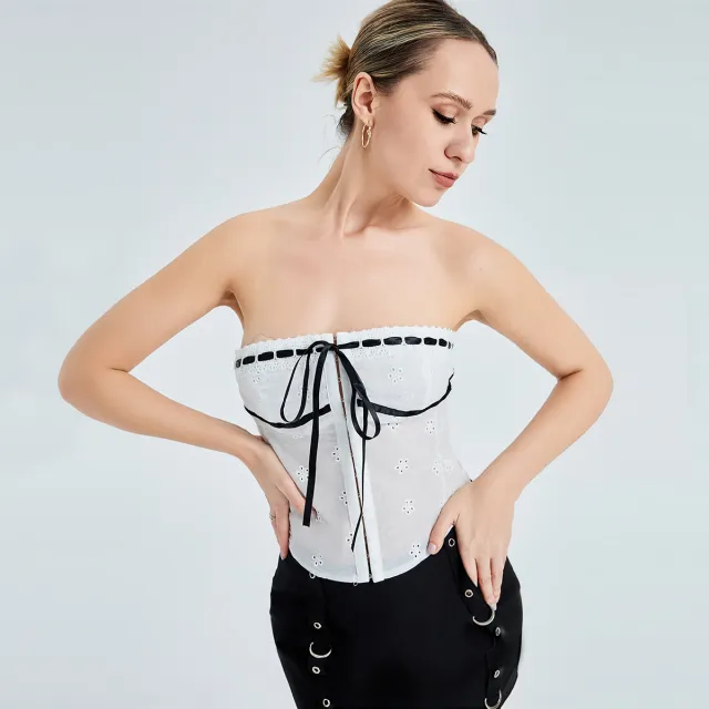 Contrasting Color Strap Camisole Top White - Shop at LoveMi