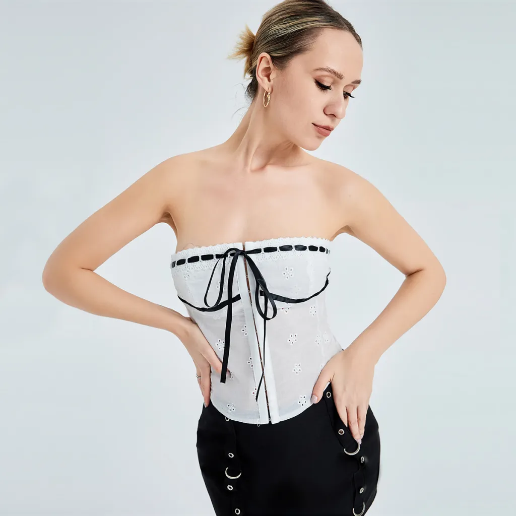 Contrasting Color Strap Camisole Top - White