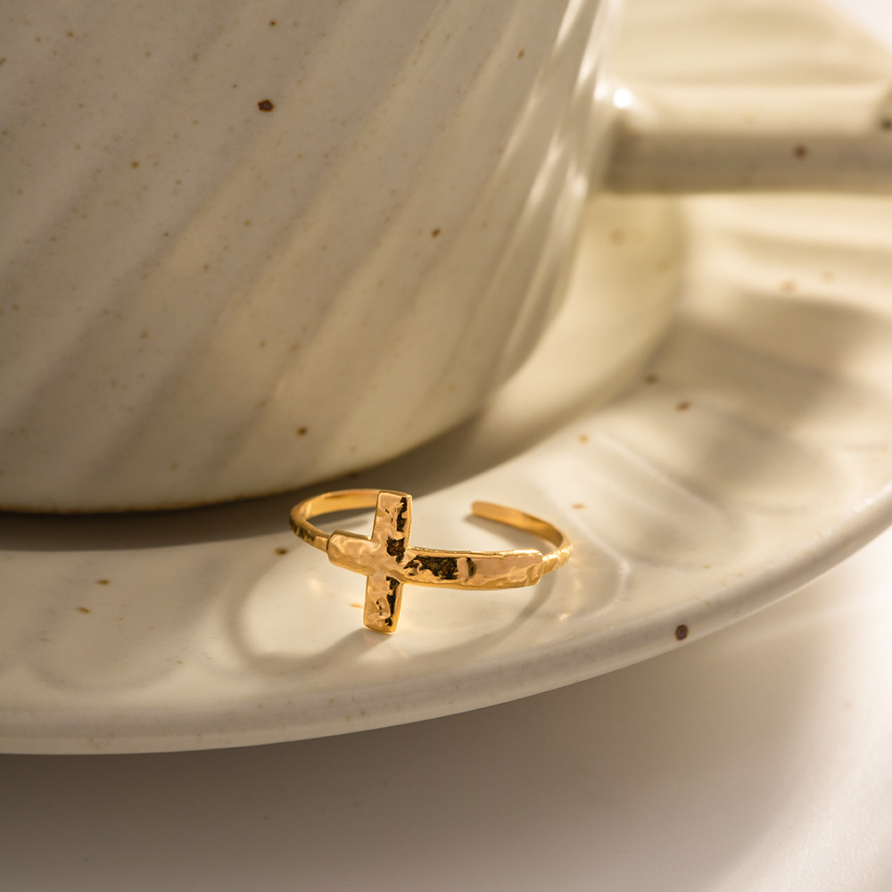 Cross Open Women's All-match Titanium Steel Ring