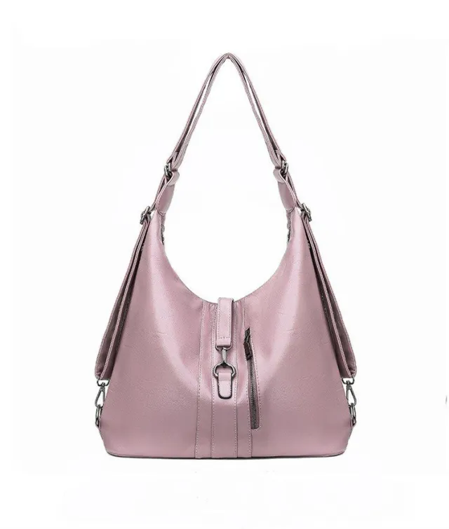 Fashion Casual Washable Soft Leather Shoulder Bag Pink - Shop at LoveMi
