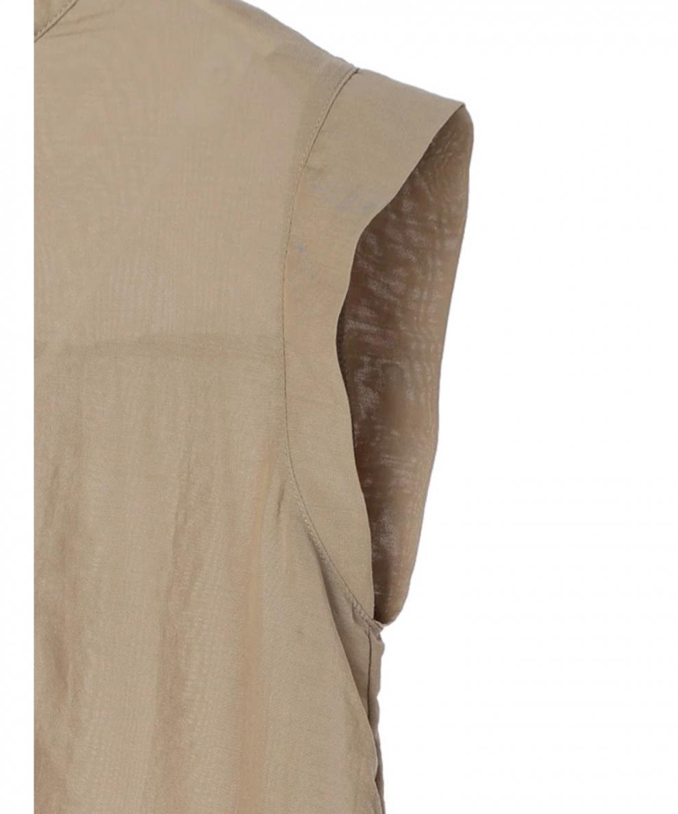 Chest Pleated Solid Color Shirt Back Panel Top