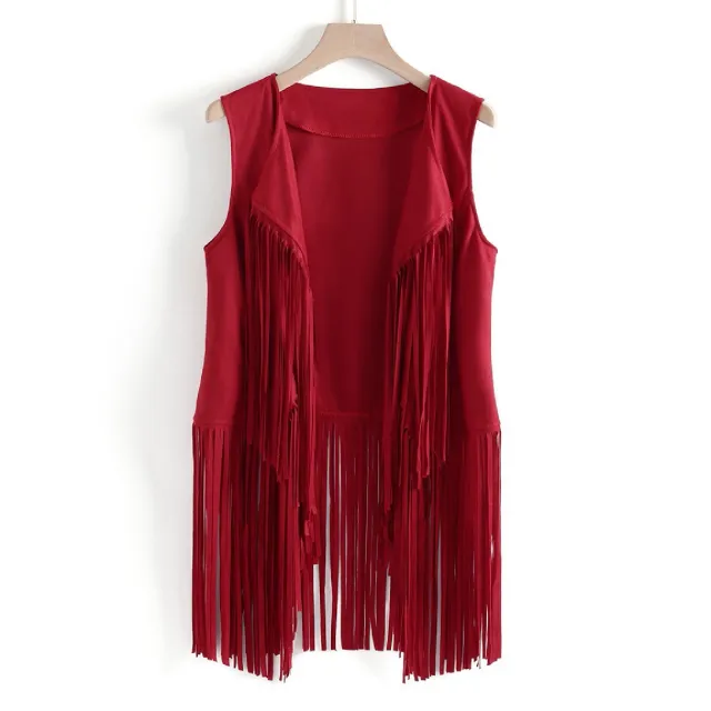 Fashion Thin Tassel Sleeveless Vest Women Red - Shop at LoveMi