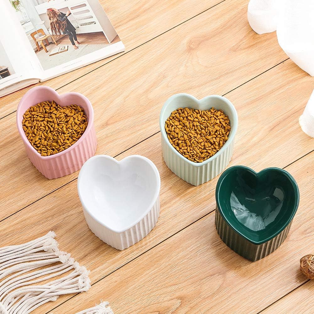 Ceramic Raised Cat Bowls, Tilted Elevated Food Or Water Bowls, Stress Free, Backflow Prevention, Dishwasher And Microwave Safe, Lead & Cadmium Free 11