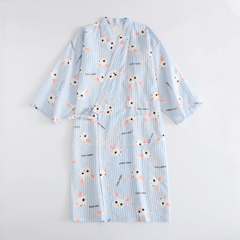 Women's Fashion Casual Cotton Double Gauze Kimono Bathrobe