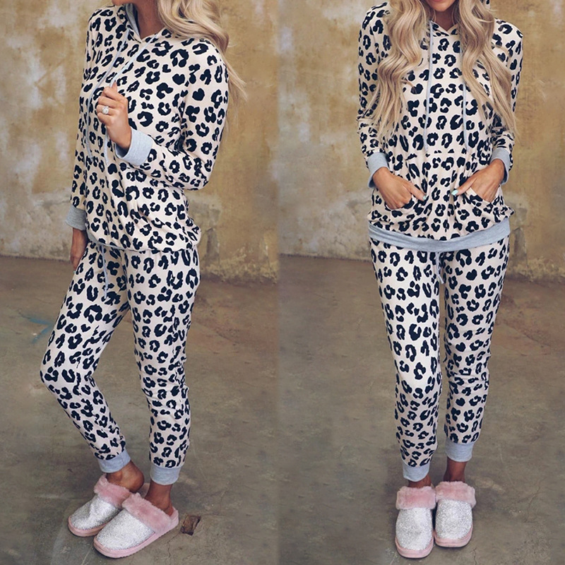 Loose Hooded Long Sleeve Printed Fashion Casual Suit