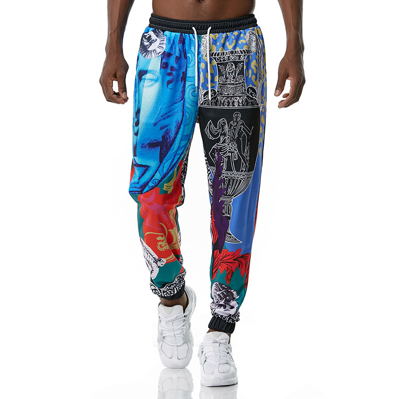 Retro Printed Jogging Casual Pants Sweatpants Feet