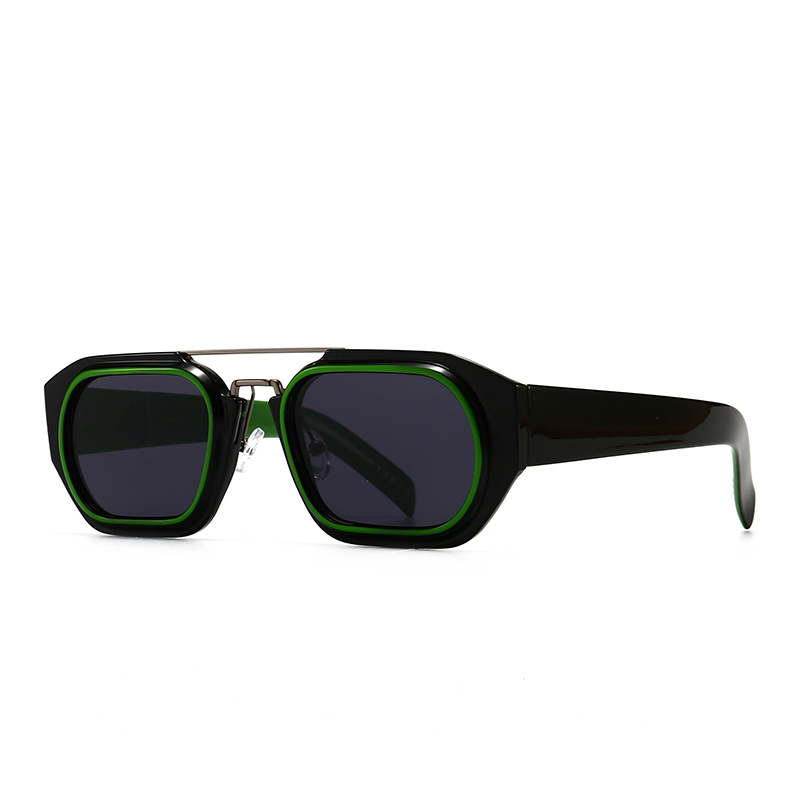 Title 6, New Modern Retro Square Frame Narrow Sunglasses