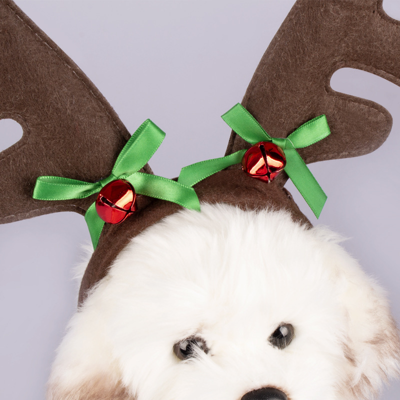 Title 8, Christmas Pet Headdress Dog Adjustable Elk Bell...