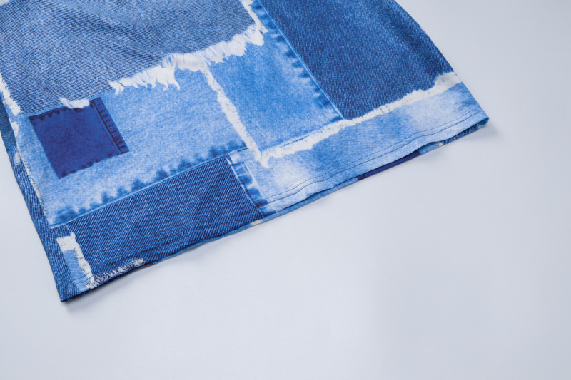 Two-piece Long-sleeved Printed Wrap-around Skirt