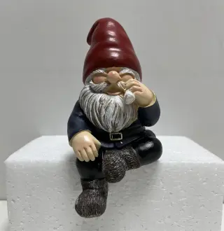 Funny Smoking Old Man Resin Elf Sitting Pose - Smoking Old Man