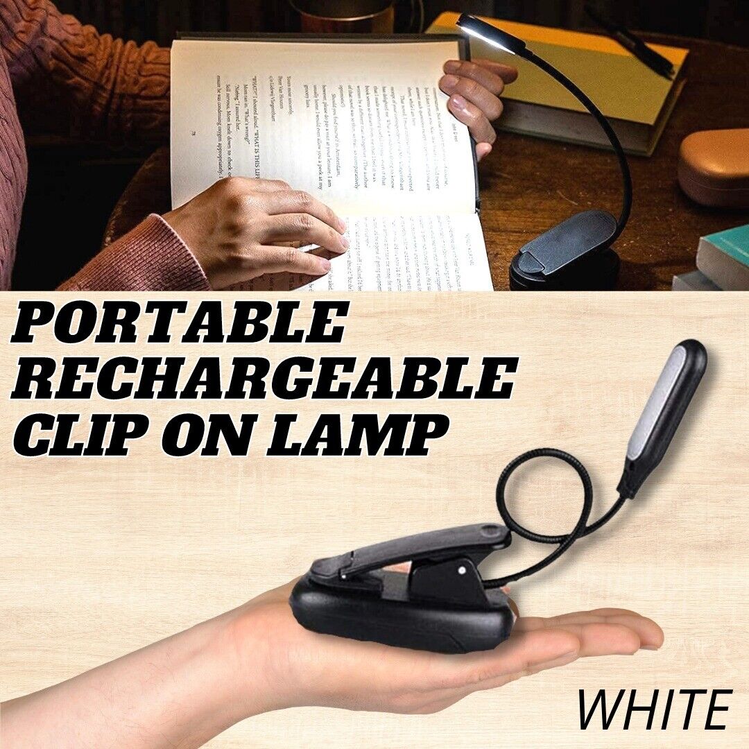 Clip On LED Light for Book Reading. we ship only inside the US, USPS First Class Package 2 Day Handling , 2-5 Day Shipping. Rechargeable Book Light, Clip on LED Table Desk Lamp, Portable Reading Lamp, Office Work Bed Light for Kids, Bookworms, Students by