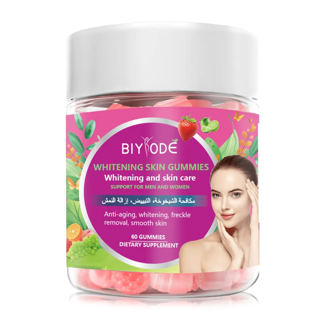 Private Label Custom Whitening Skin Gummies Herbal Supplement Glutathione Collagen Vitamin C Vitamin E B12 Grape Seed Extract Natural Beauty Gummie...