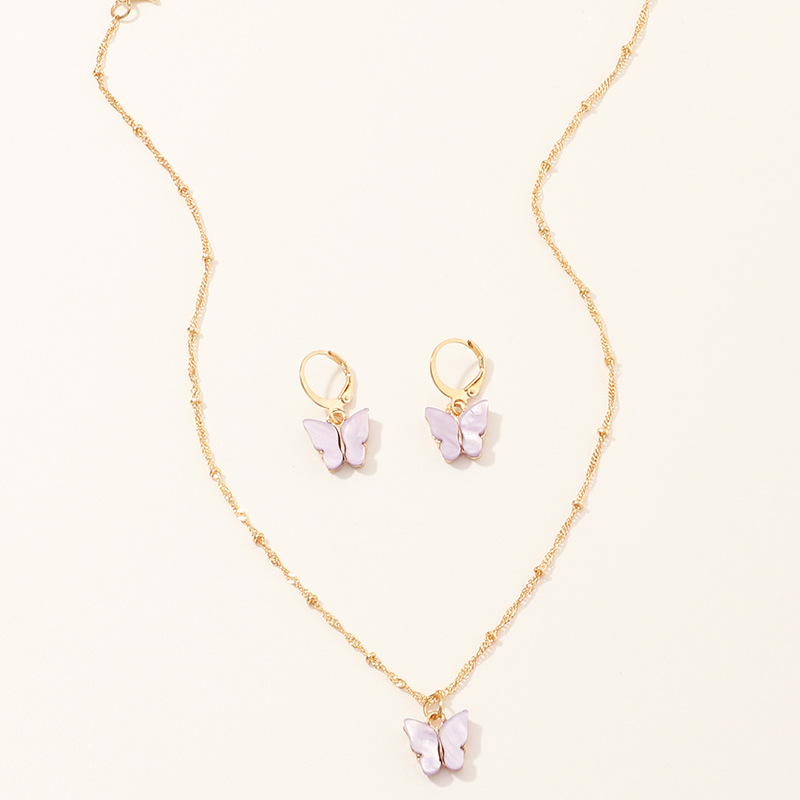 Creative Fashion Resin Butterfly Necklace And Earring Set Sz0417Danzi - Shop at LoveMi
