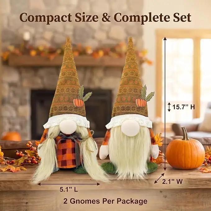 Fall Thanksgiving Pumpkin Gnome Decorations, Cute Seasonal