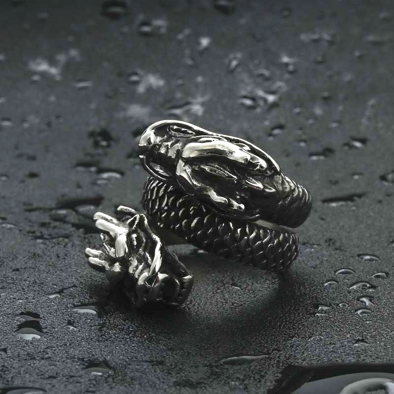 Titanium Steel Double Head Dragon Ring