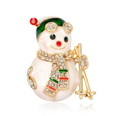 Fashion Cartoon Christmas Snowman Brooch - White - View 1