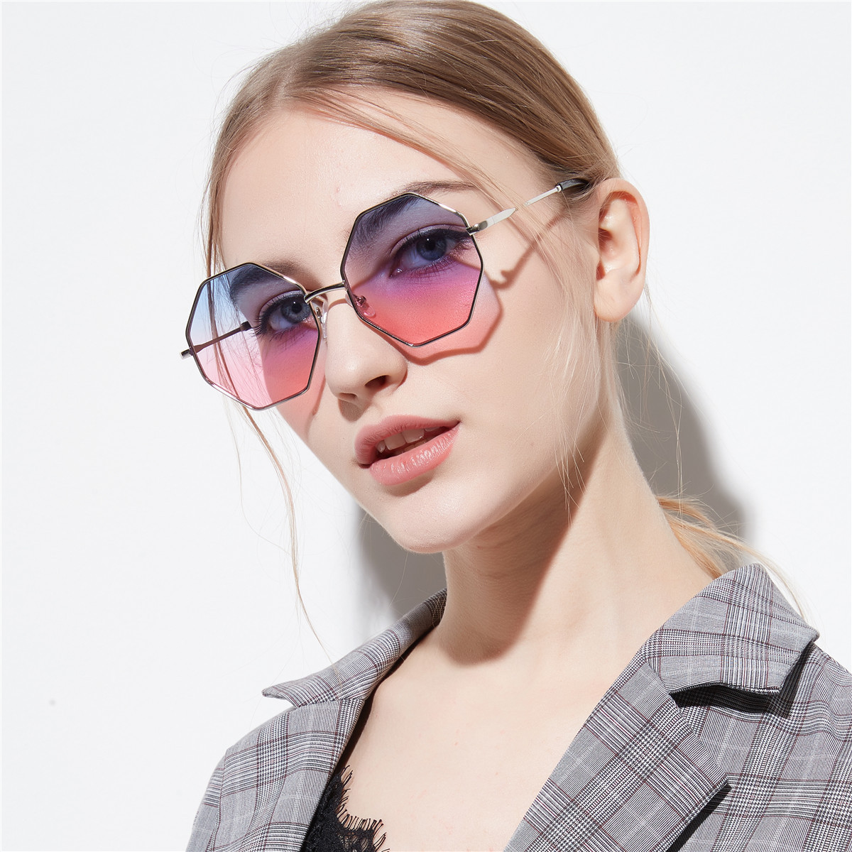 Title 6, Diamond Polygon Color Clear Lens Sunglasses