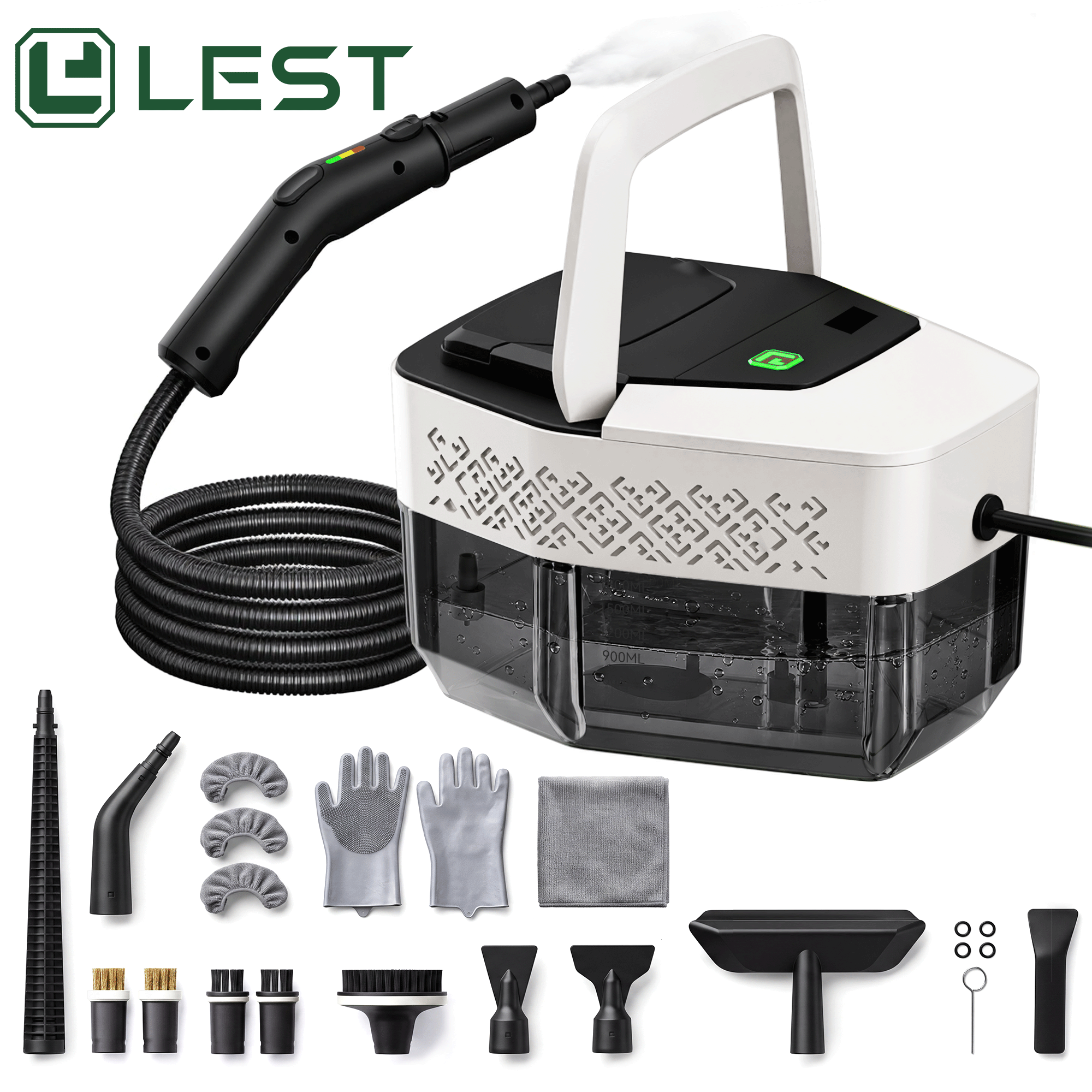 LEST Handheld Steam Cleaner 1500W With 1.8L Oversized Tank 21-Piece