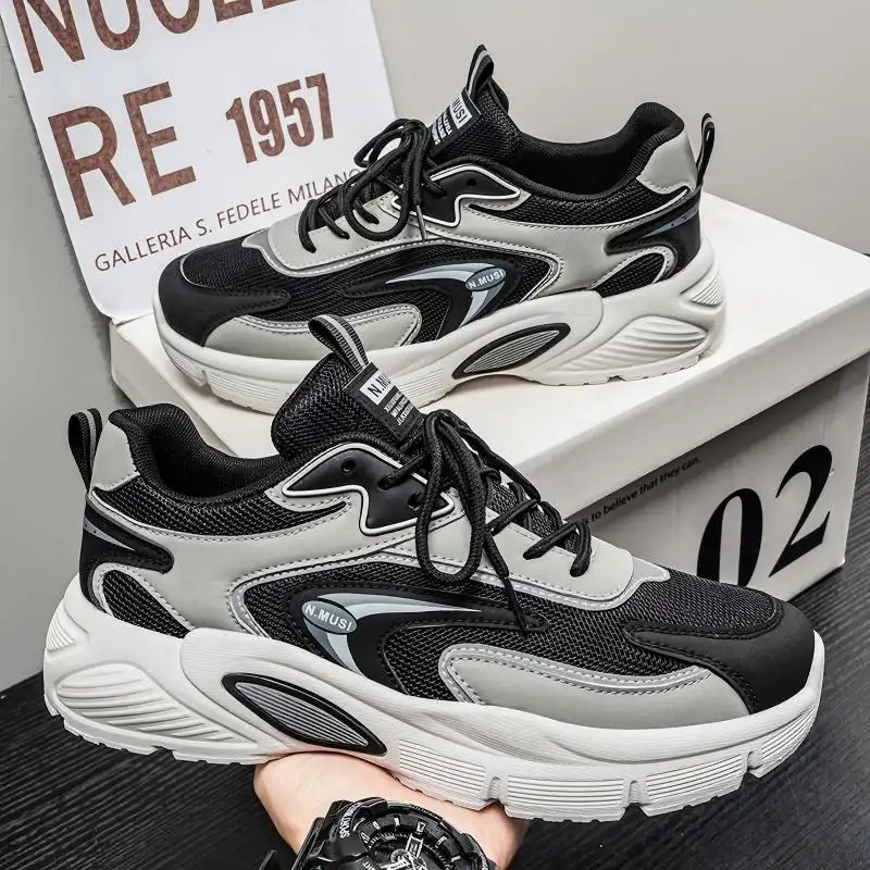 2026 Summer New Men's Breathable Mesh Sneakers, Trendy Versatile Thick Sole Casual Dad Shoes