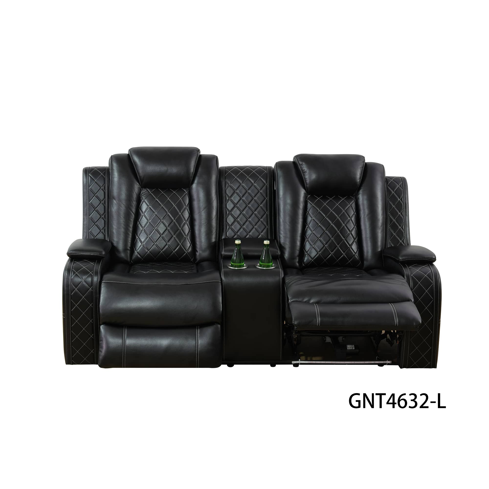 Pickup Only--Black Breathing Leather 3-Piece Living Room Recliner Sofa Set