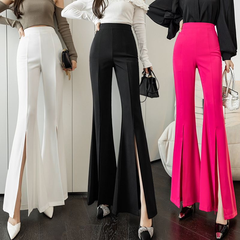 Title 7, High-waisted Slim Drooping Split Flared Pants