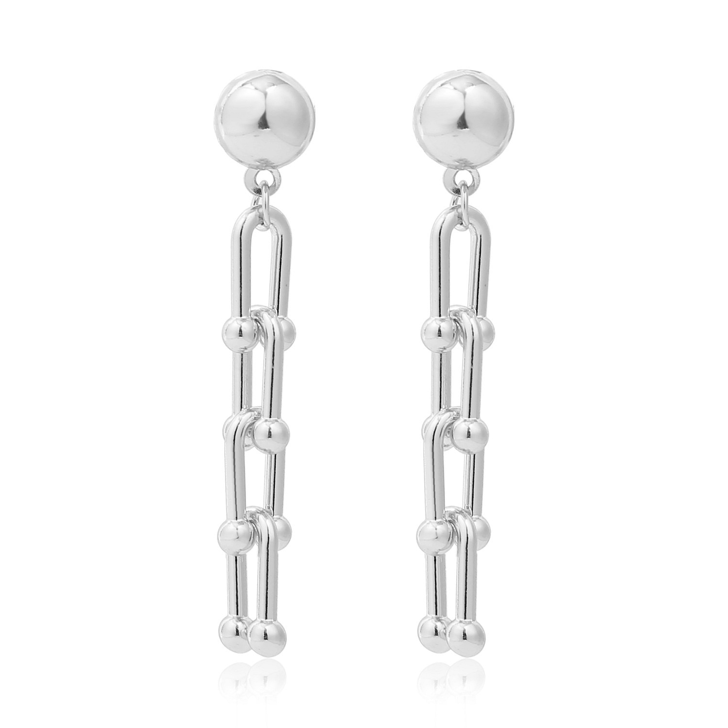 Personality Temperament Earrings Cold Wind Earrings Female U-shaped Round Bead Chain Earrings