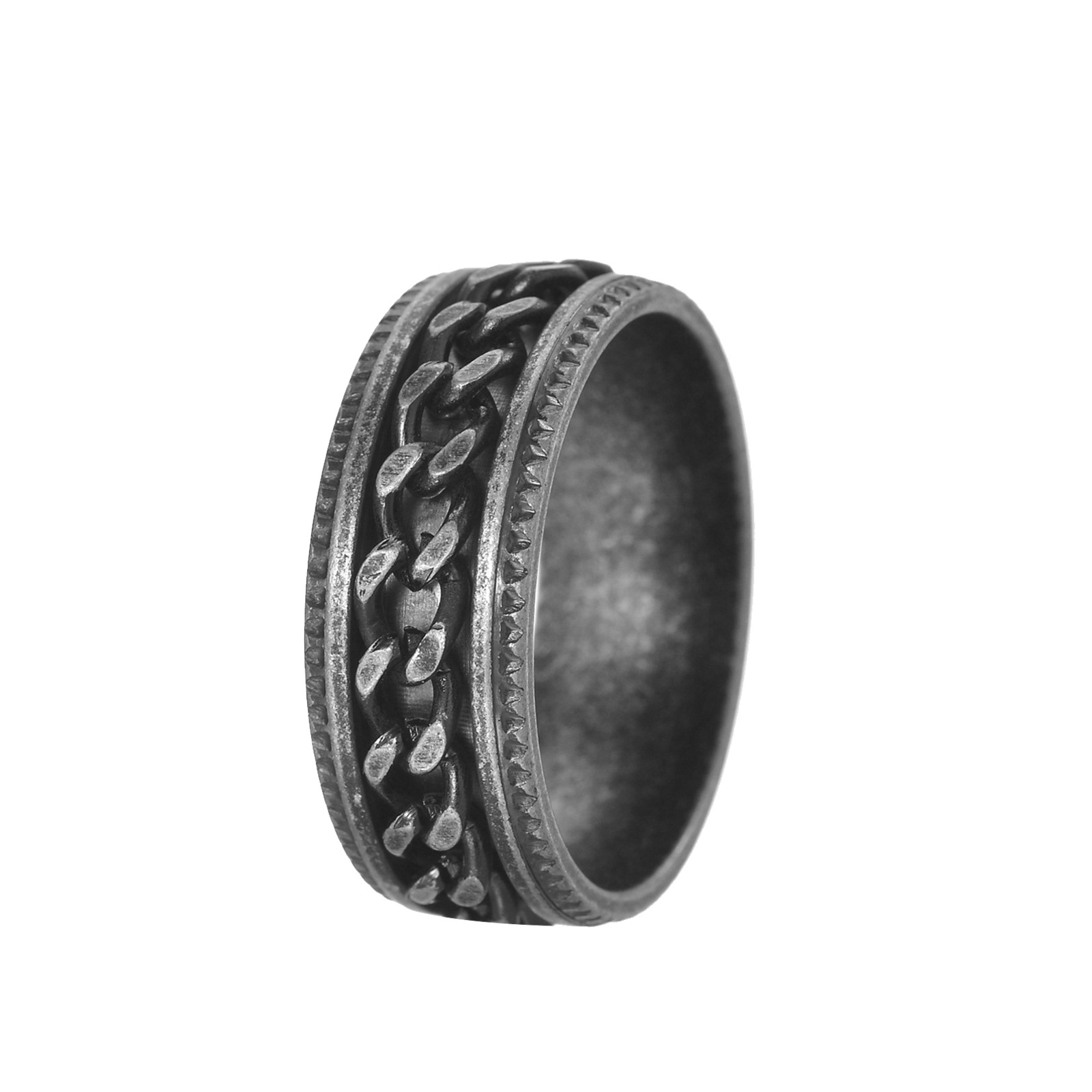 Trendy Vintage Stainless Steel Men's Rings, Retro Distressed Metal Jewelry Band, Hot Selling Item For European & American Amazon Market