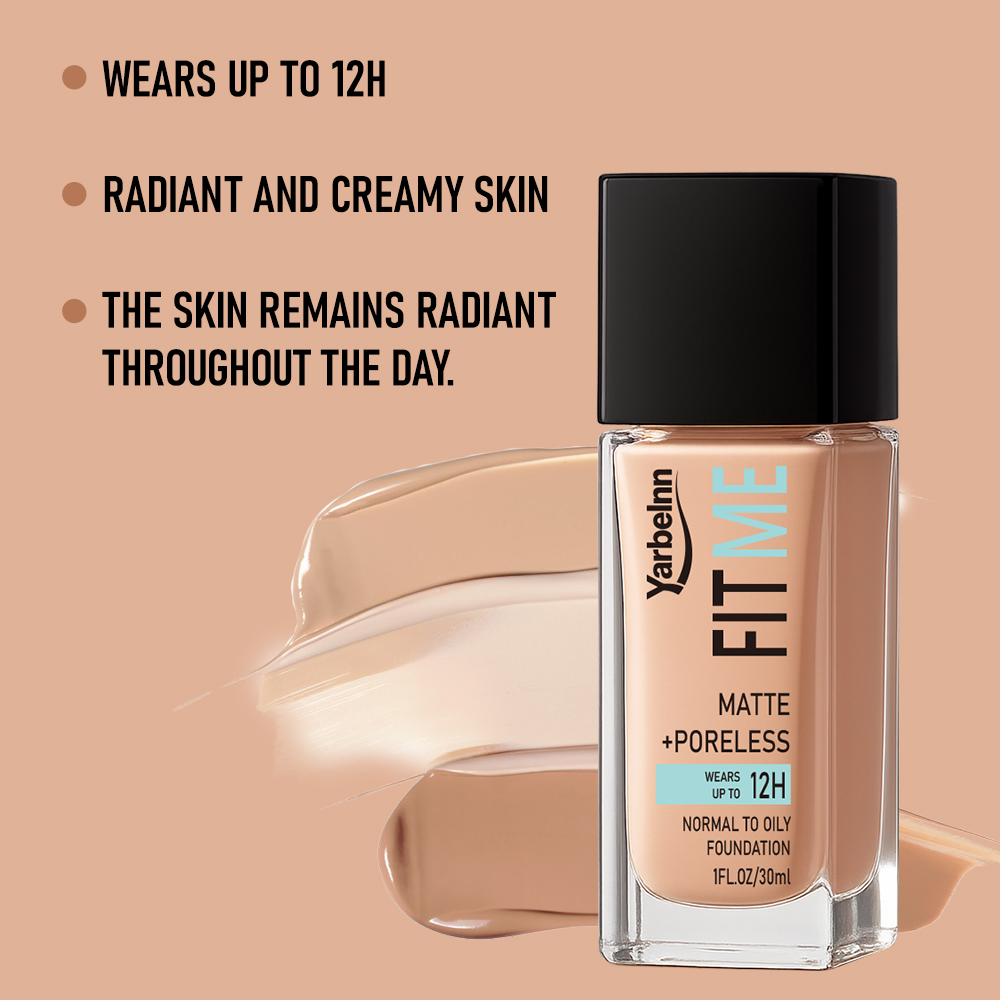 Matte Poreless Foundation, Full Coverage Conceal Acne Marks, Long Lasting Oil Control Face Makeup Base, 30ml