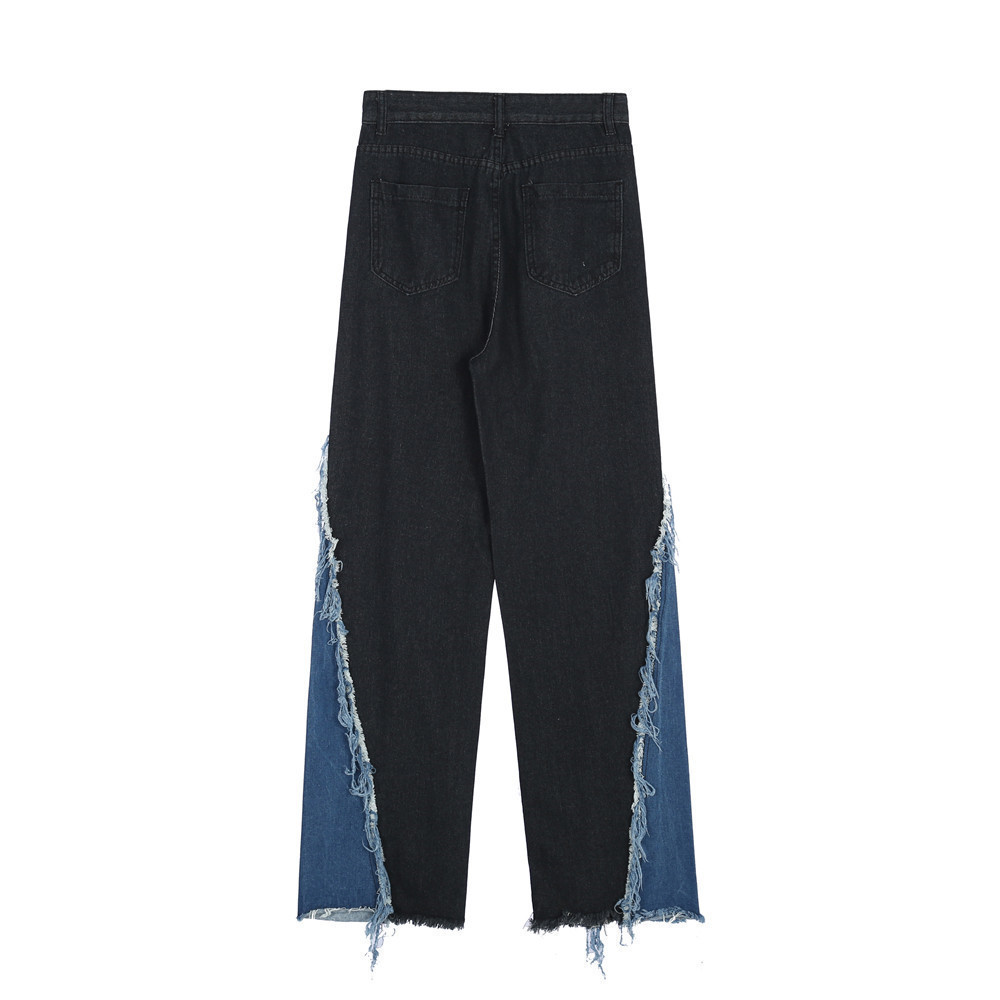 Title 1, Heren jeans met kleurcontrast en rafelige detai...