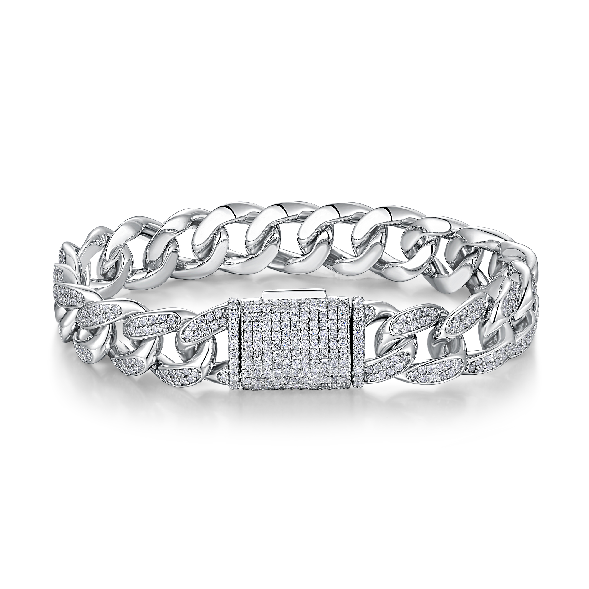 Set With Top-quality Moissanite, This Luxurious And Fashionable Light Luxury Jewelry Silver Bracelet Is Made Of S925 Silver Electroplated With Platinum