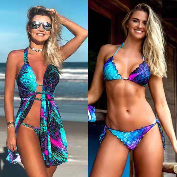 Three-piece Halter Strap Bikini Swimsuit - Image 3