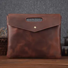 Genuine Leather Men's Briefcase Vintage Business - Brown - View 1
