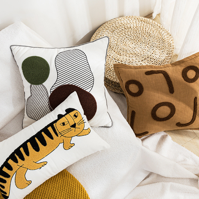 Nordic Ins Cartoon Tiger Living Room Sofa Pillow Cover — foto 3
