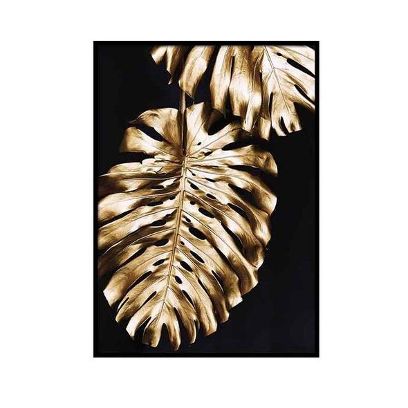 Golden Leaf Pineapple Canvas Painting
