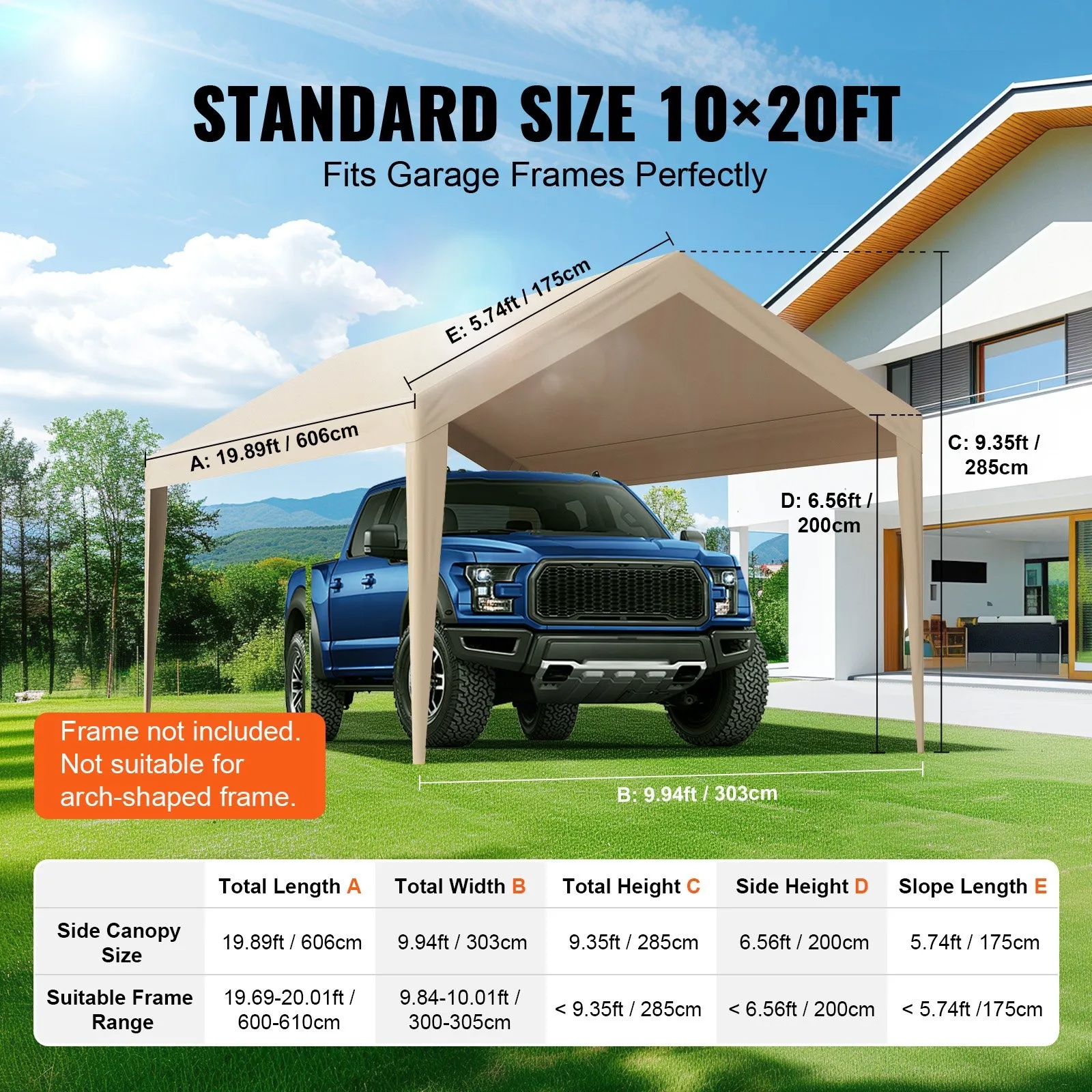 Carport Replacement Canopy Cover 10 X 20 Ft, Garage Top Tent Shelter Tarp Heavy-Duty Waterproof & UV… image 4