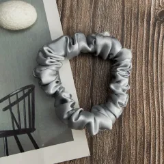 Silk Rubber Band Elastic Hair Accessories Bundle Colon Ring - Silver Grey - View 1