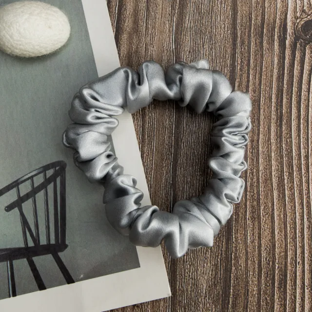 Silk Rubber Band Elastic Hair Accessories Bundle Colon Ring Silver Grey - Shop at LoveMi