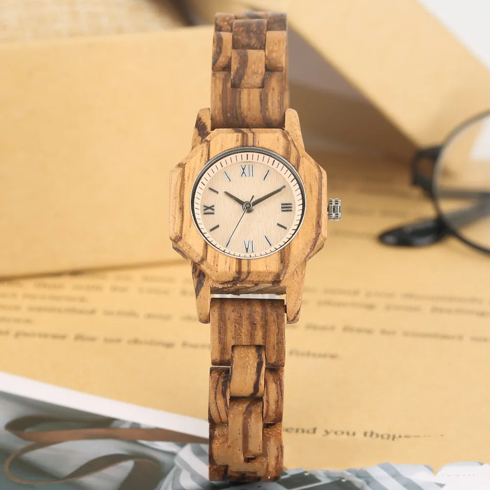 Bracelet Buckle Octagon Face Diamond Ladies Wooden