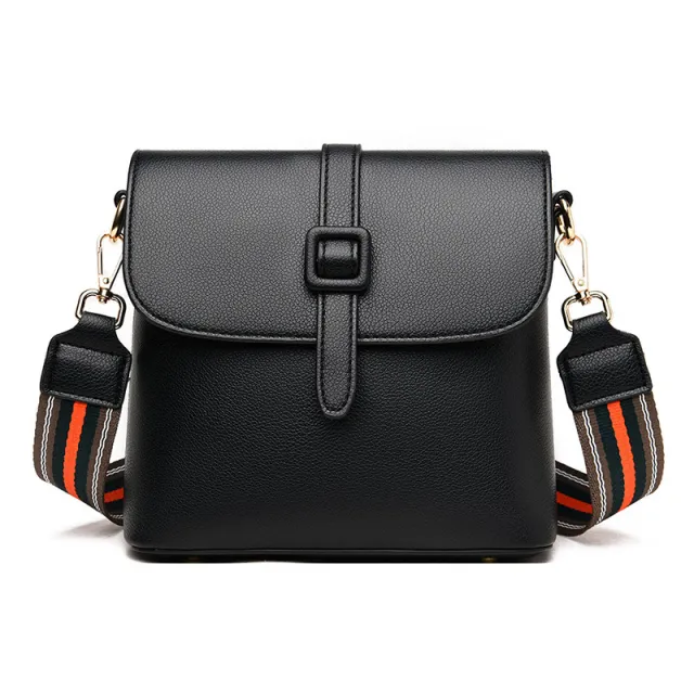 Women's Leather Strap Crossbody Shoulder Bag Black - Shop at LoveMi