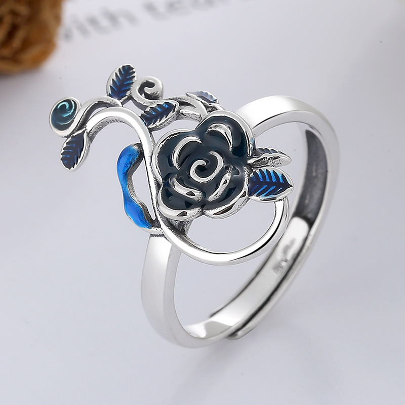 Title 1, S925 Sterling Silver Retro Creative Blue Drip G...