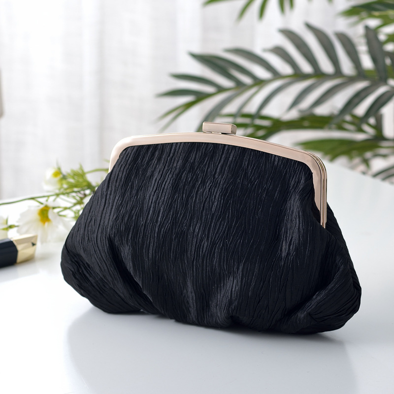 Satin Folds Pearl Chain Banquet Hand Carry Cheongsam Bag