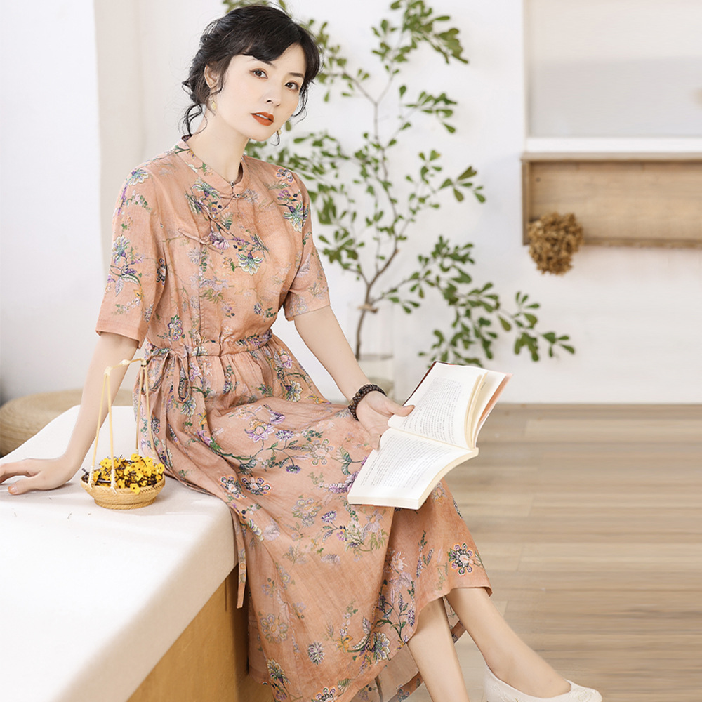 Ramie Cheongsam Dress, picture 3 of 5