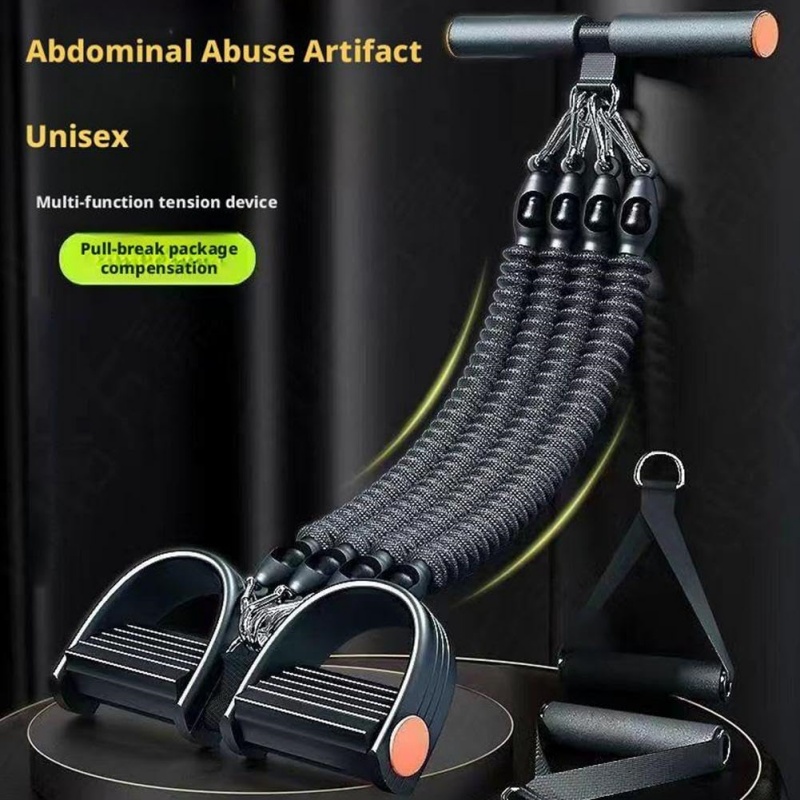 Pedal Resistance Band With 4 Tubes, Adjustable 25-100lb Full Body Workout — image 8